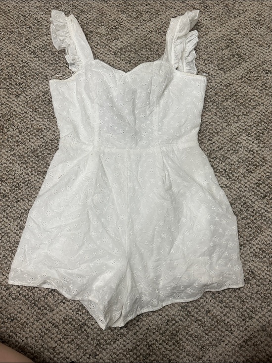 Pants - White Ruffle-Strap One Piece Romper